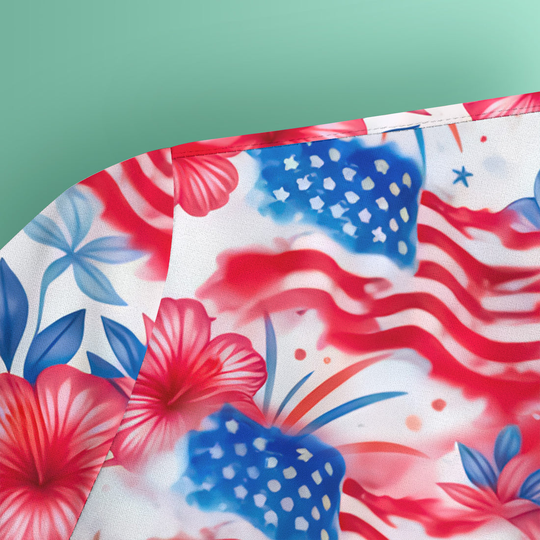 Patriotic American Flag Floral Pattern Scrub Top, Comfortable Scrubs for Nurses