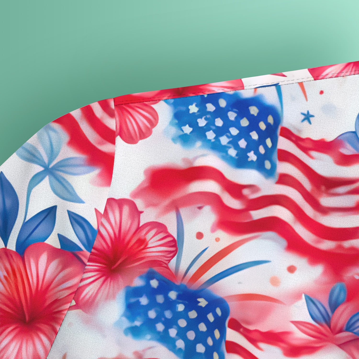 Patriotic American Flag Floral Pattern Scrub Top, Comfortable Scrubs for Nurses