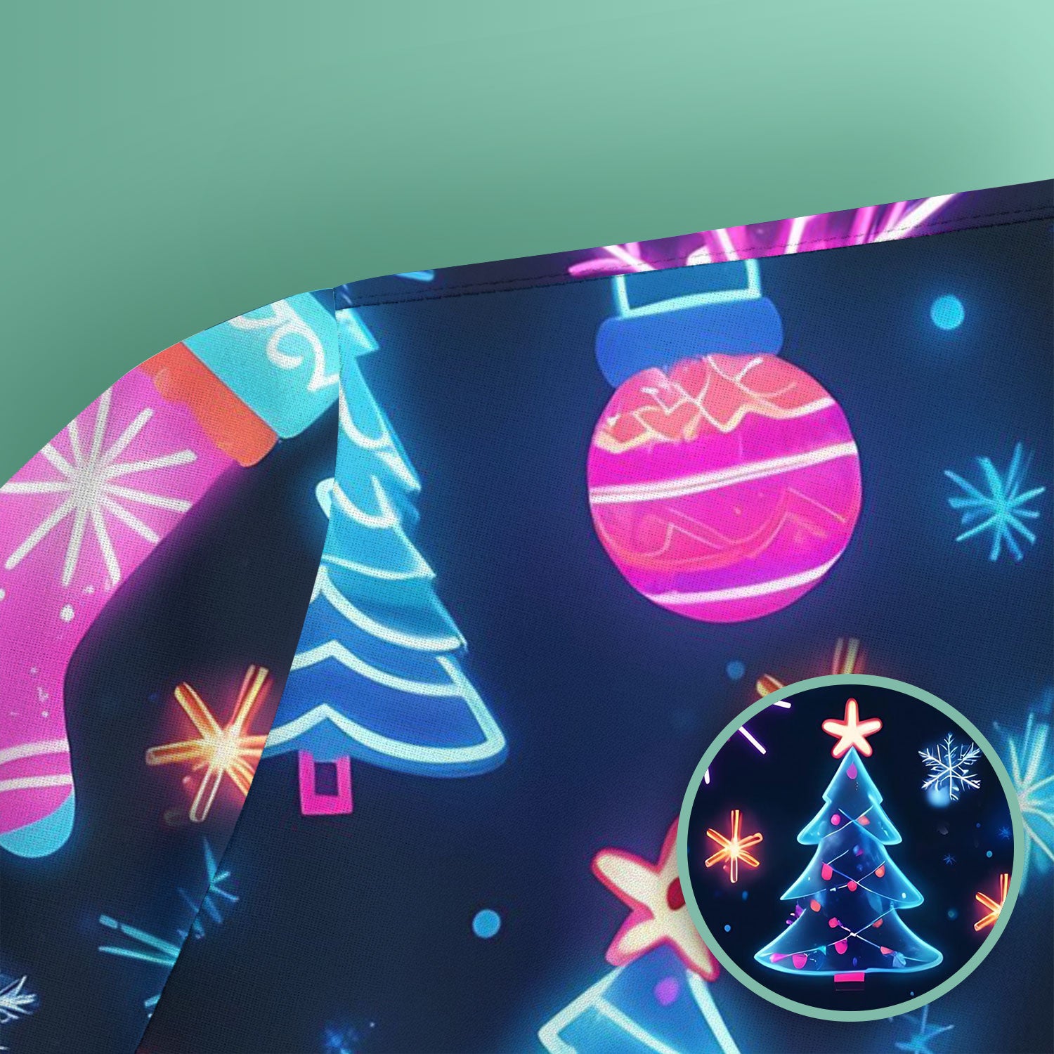 Xmas Neon Pattern Scrub Top, Christmas Scrub Shirt, Breathable Fabrics Nursing Uniform