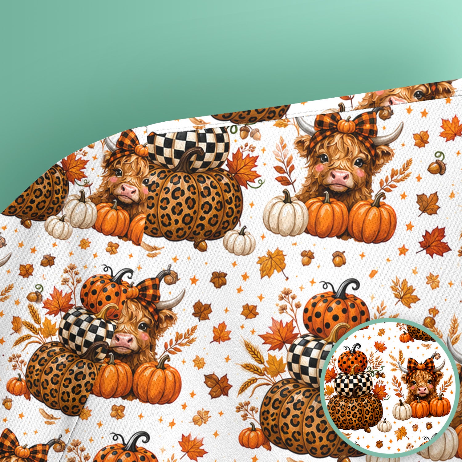 Fall Highland Cow Pattern Scrub Top, Comfortable Scrubs for Nurses