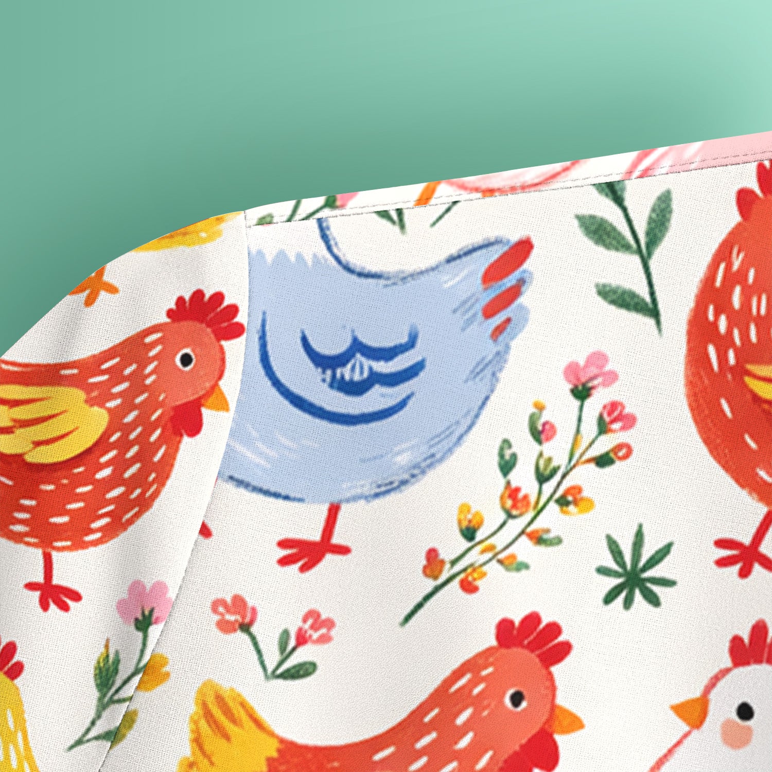 Fun Cartoon Hen Print Scrub Top,  Breathable Fabrics Nursing Uniform