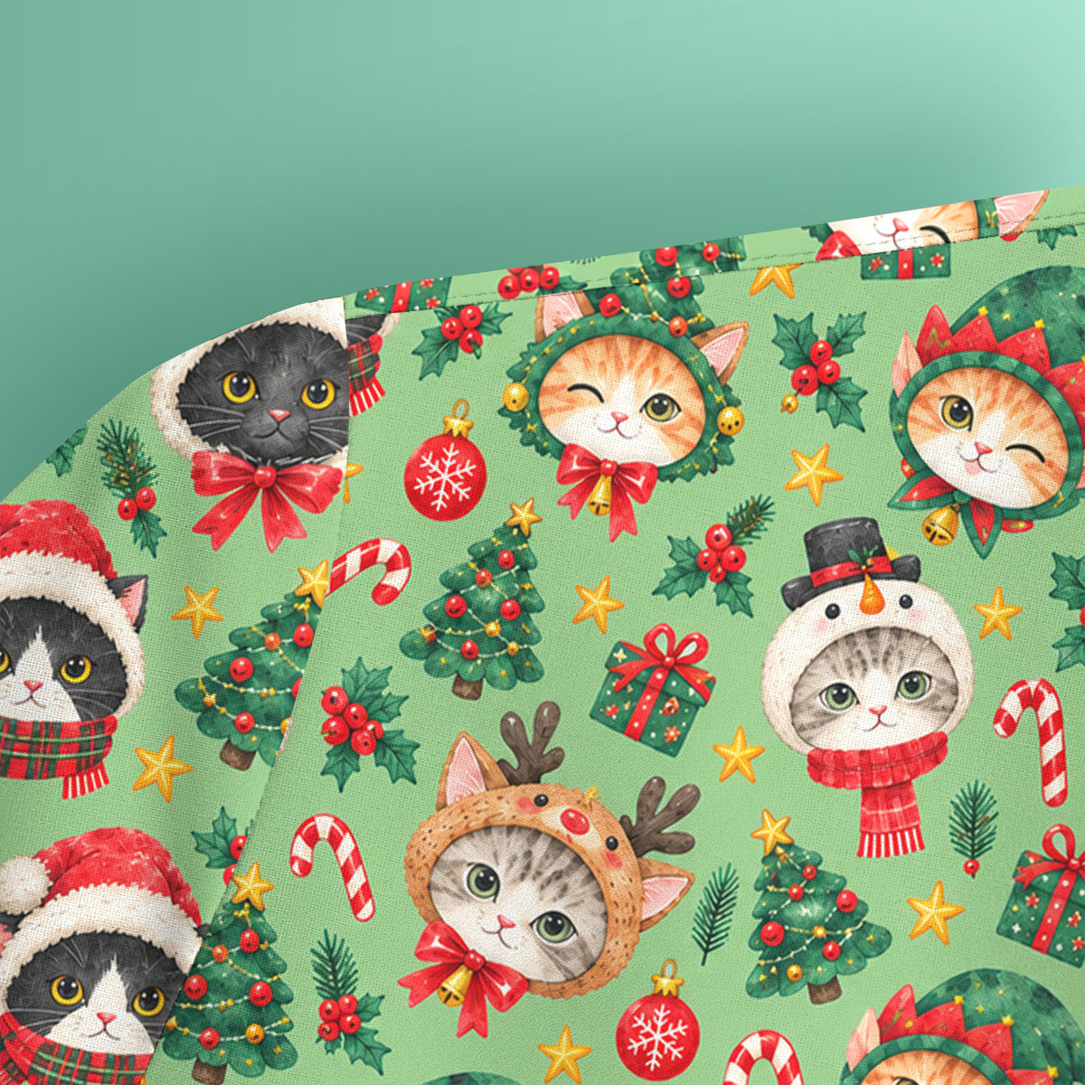 Christmas Cats And Trees Pattern Scrub Top, Comfortable Scrubs for Nurses