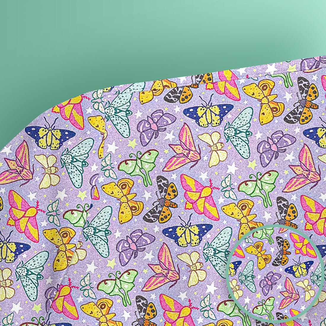 Colorful Butterfly Pattern Scrub Top, Breathable Fabrics Nursing Uniform