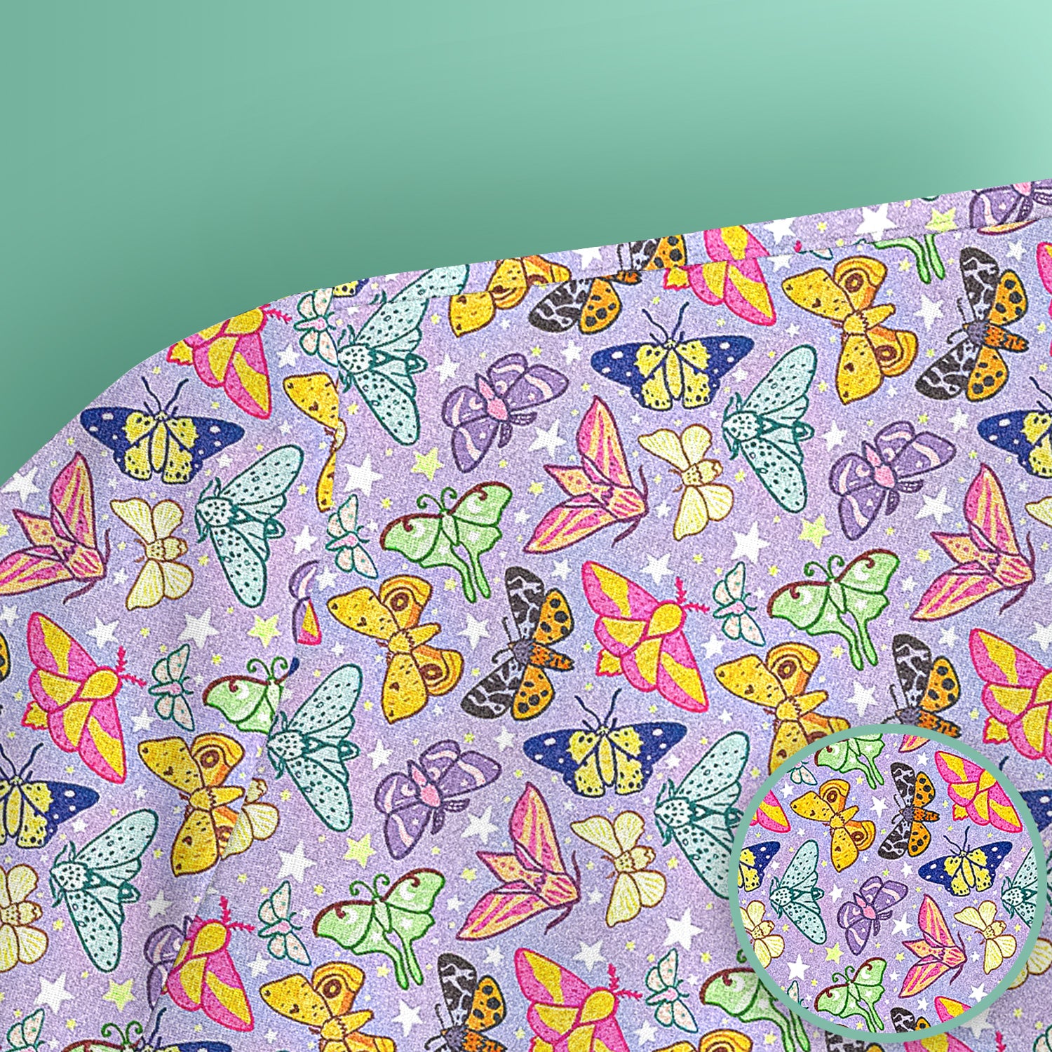 Colorful Butterfly Pattern Scrub Top, Breathable Fabrics Nursing Uniform