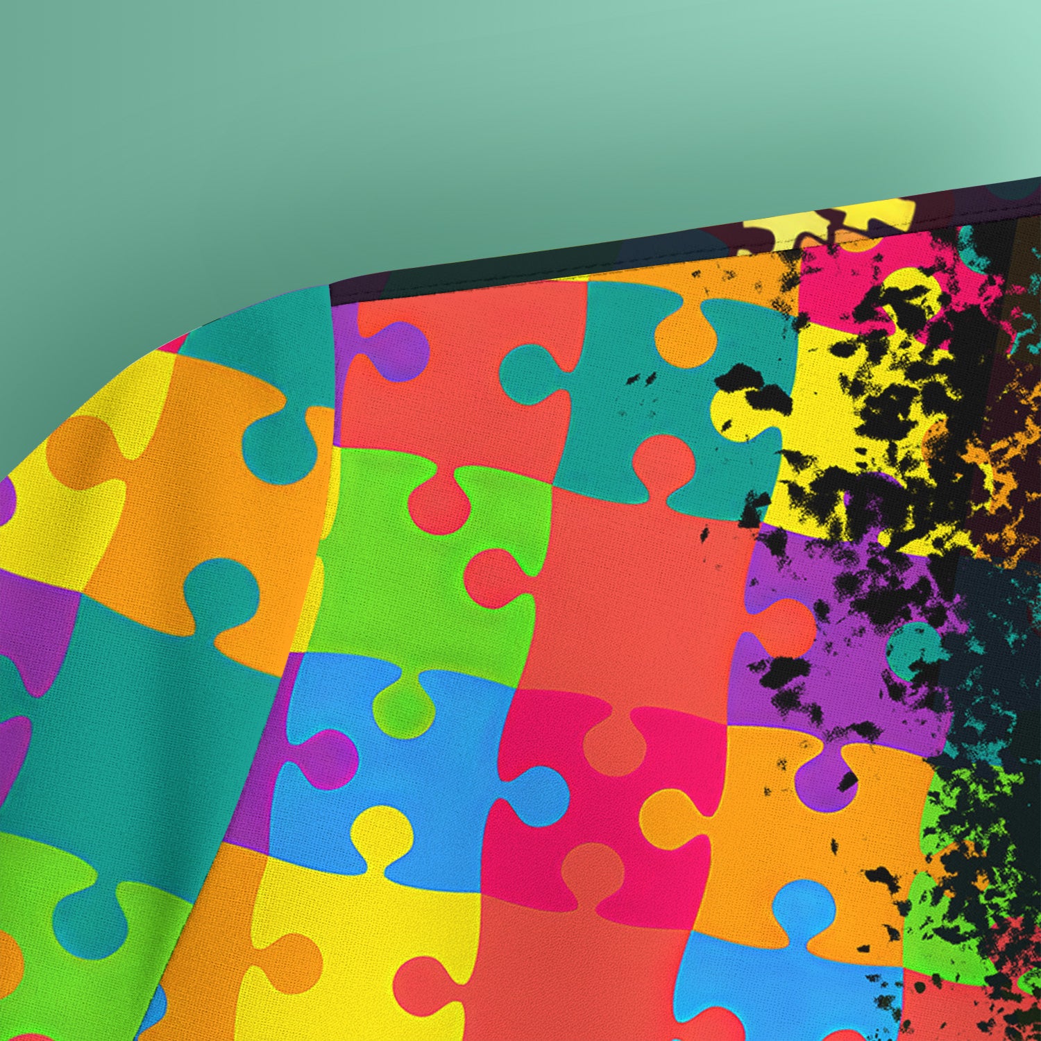 Personalized Autism Puzzle Ribbon Colorful Print Scrub Top, Comfortable Scrubs for Nurses