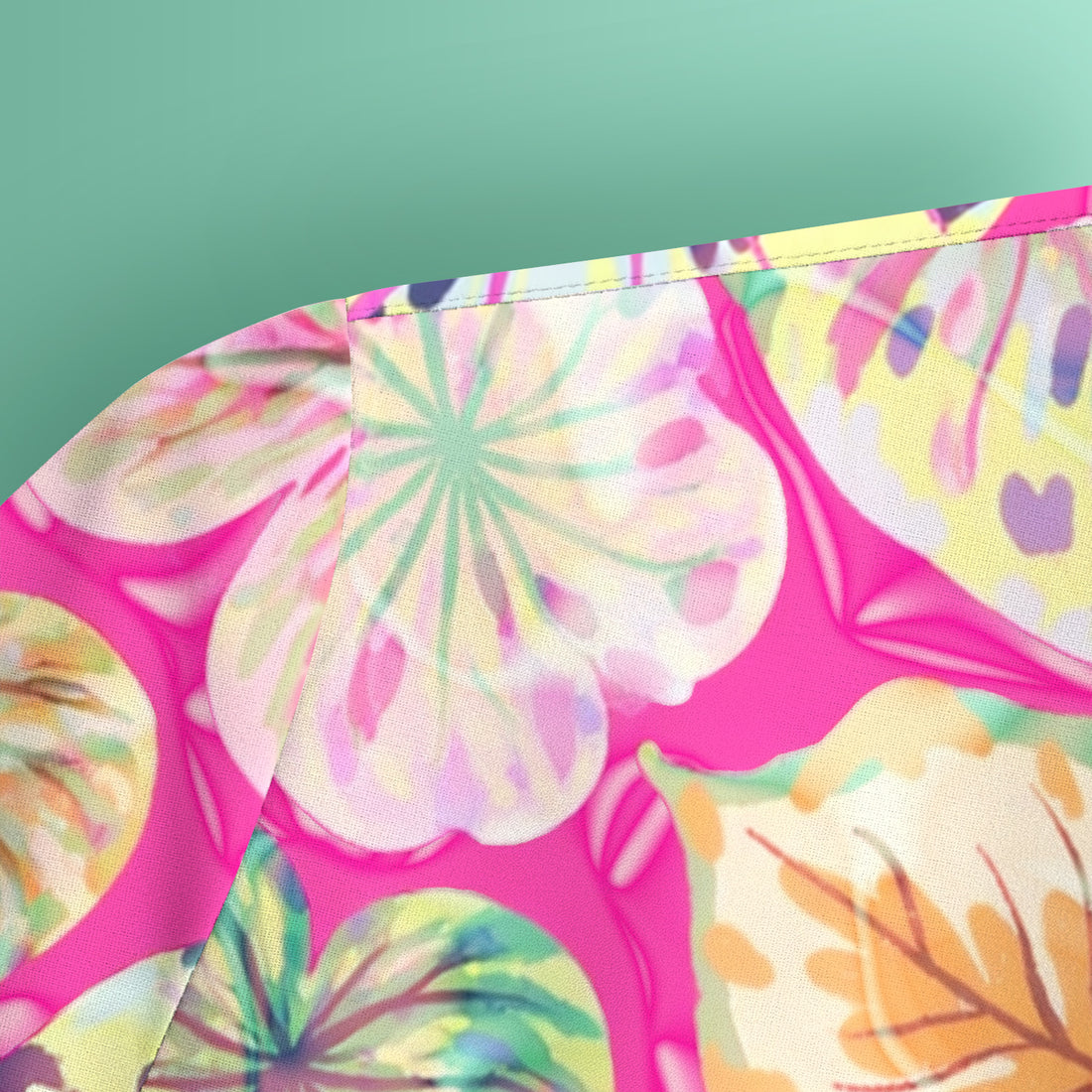 Tropical Colorful Shaped Leaf Nurse Pattern Scrub Top, Breathable Medical Scrubs