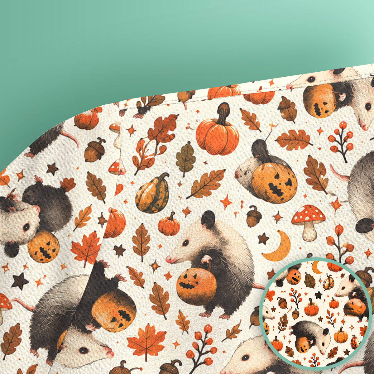 Halloween Opossum Pumpkin Patch Pattern Scrub Top, Comfortable Scrubs for Nurses