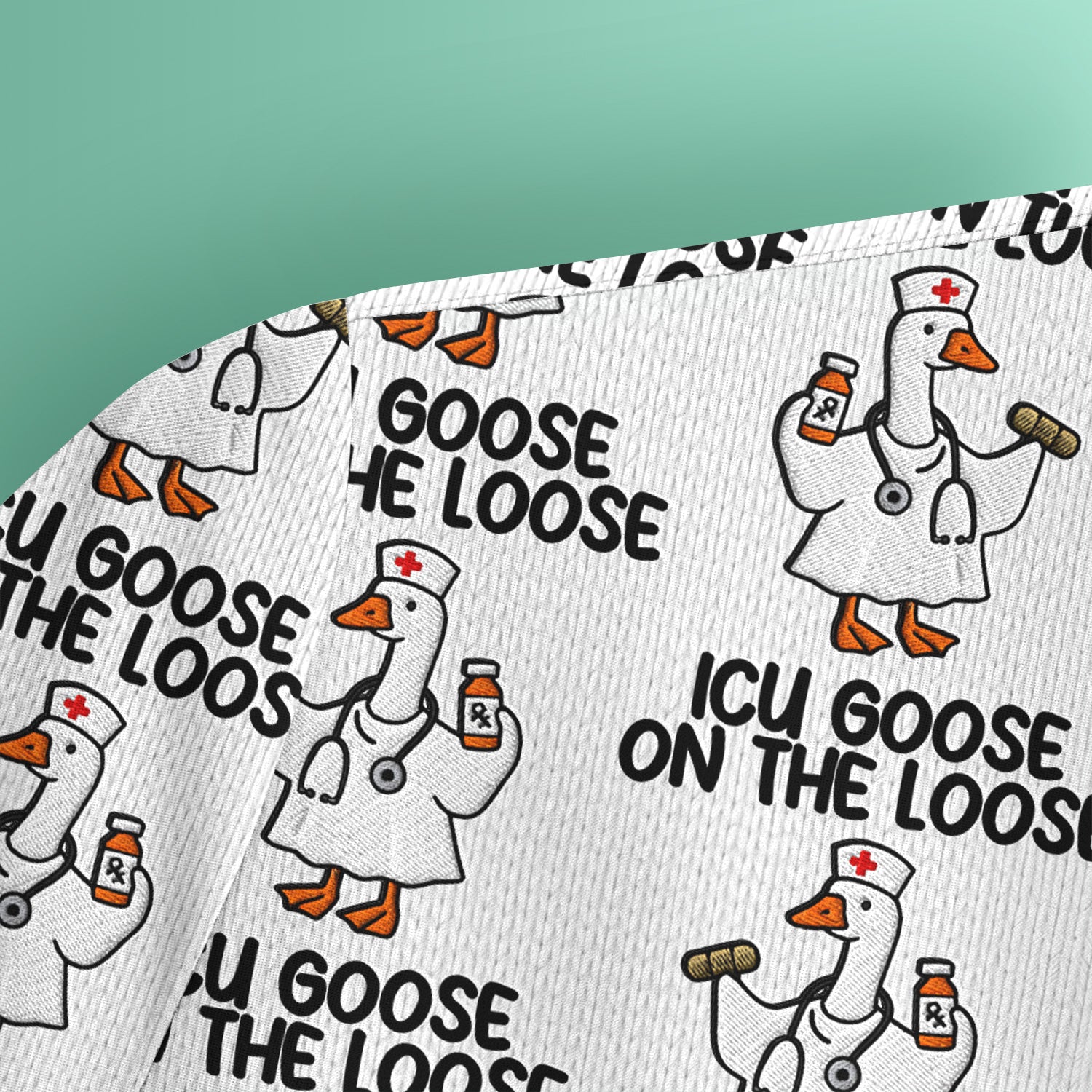 Funny ICU Goose On The Loose Nurse Pattern Scrub Top, Comfortable Scrubs For Nurses
