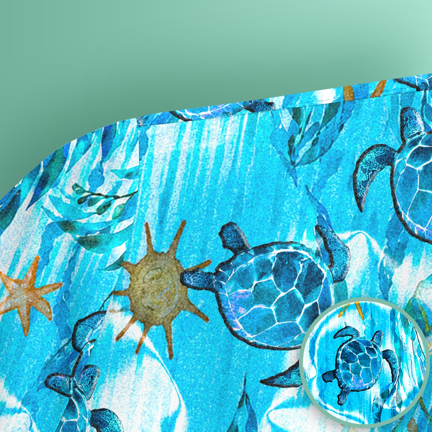 Coastal Marine Life Print Scrub Top, Comfortable Scrubs for Nurses