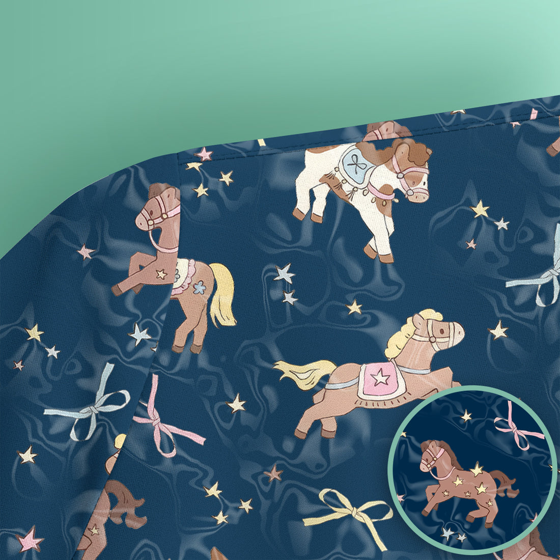 Cute Pony Star Pattern Scrub Top, Comfortable Scrubs for Nurses