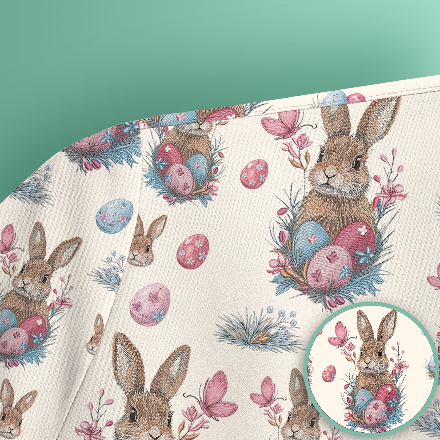 Pastel Easter Bunny Nest Pattern Scrub Top, Comfortable Scrubs for Nurses