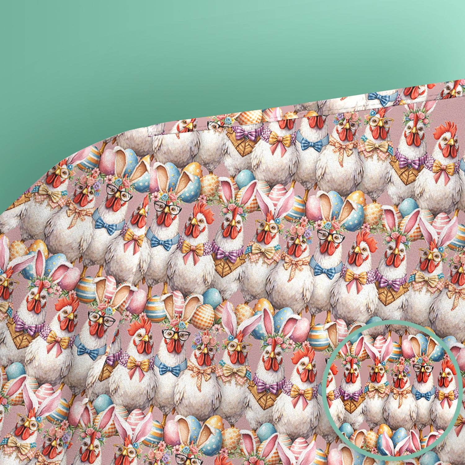 Easter Bunny Chicken Pattern Scrub Top, Comfortable Scrubs for Nurses