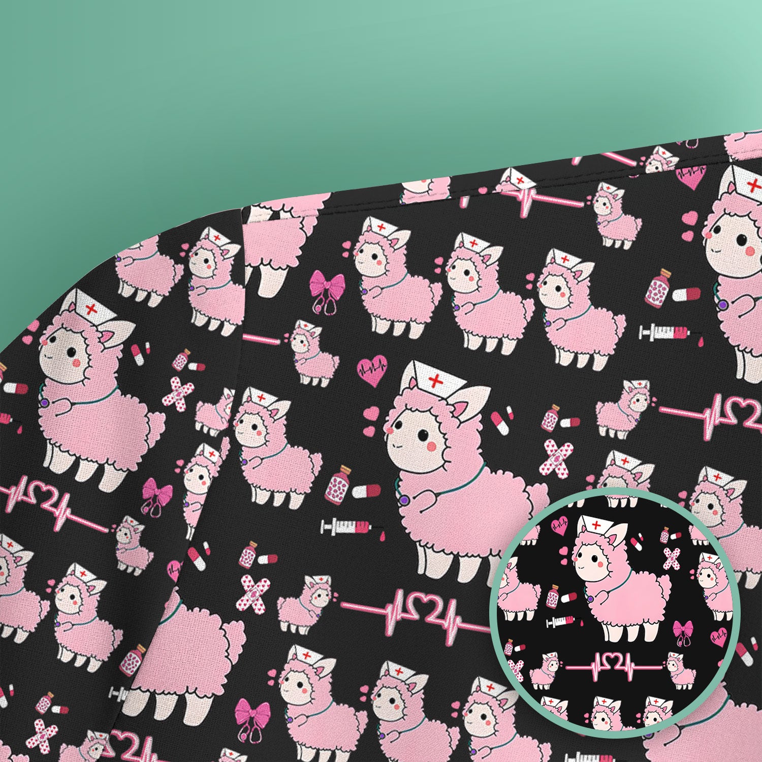 Llama Ain't Got Time For Your Drama Scrub Top, Funny Pattern Scrub Shirt, Breathable Fabrics Nursing Uniform