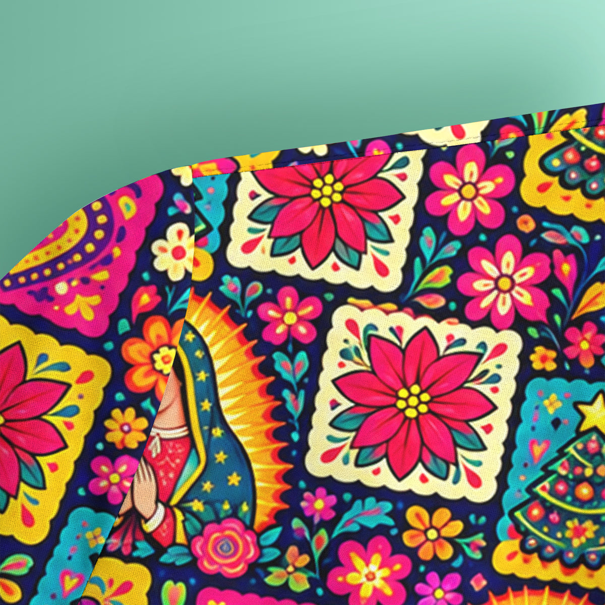 Our Lady of Guadalupe Christmas Folk Art Pattern Scrub Top, Comfortable Scrubs for Nurses
