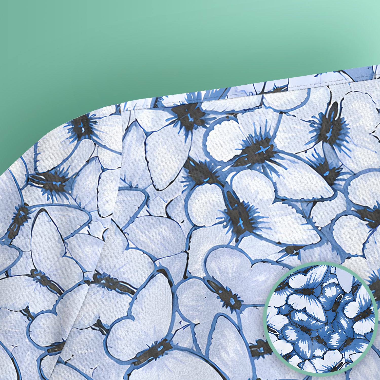 Blue Butterfly Nurse Scrub Top for RN, CNA, Healthcare Workers, Garden Floral Uniform