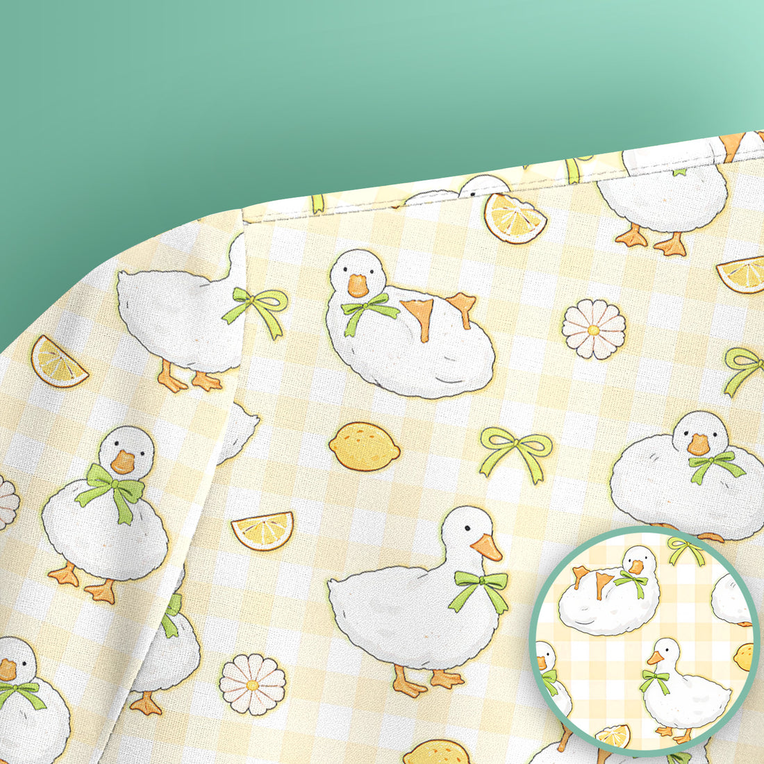Adorable Ducks Lemon Daisy Pattern Scrubs Top, Comfortable Scrubs for Nurses
