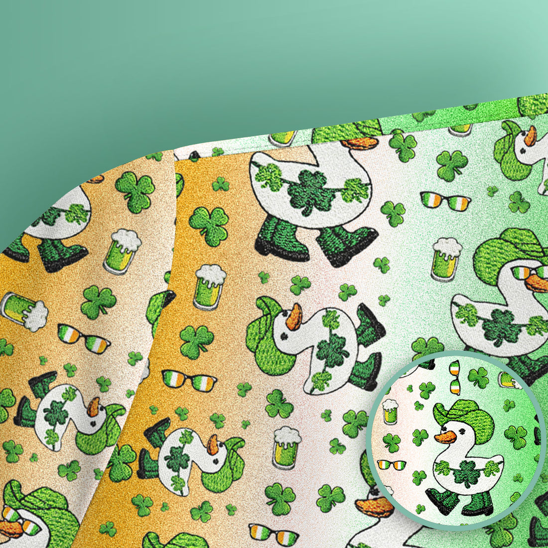 St. Patrick Goose Shamrock Medical Pattern Scrub Top, Breathable Fabrics Nursing Uniform