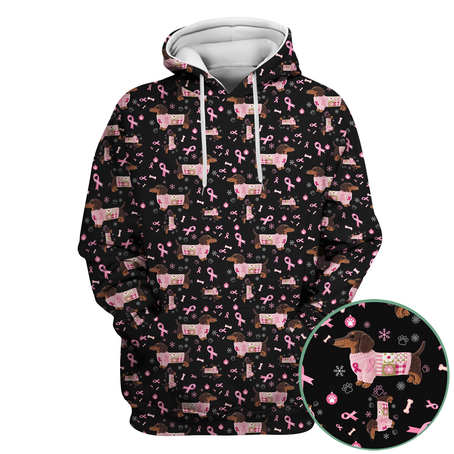 Dachshund Breast Cancer Awareness Scrub - Puppy Dog Pink Ribbon Nurse Shirt - Wiener Support Fight Cancer Gift