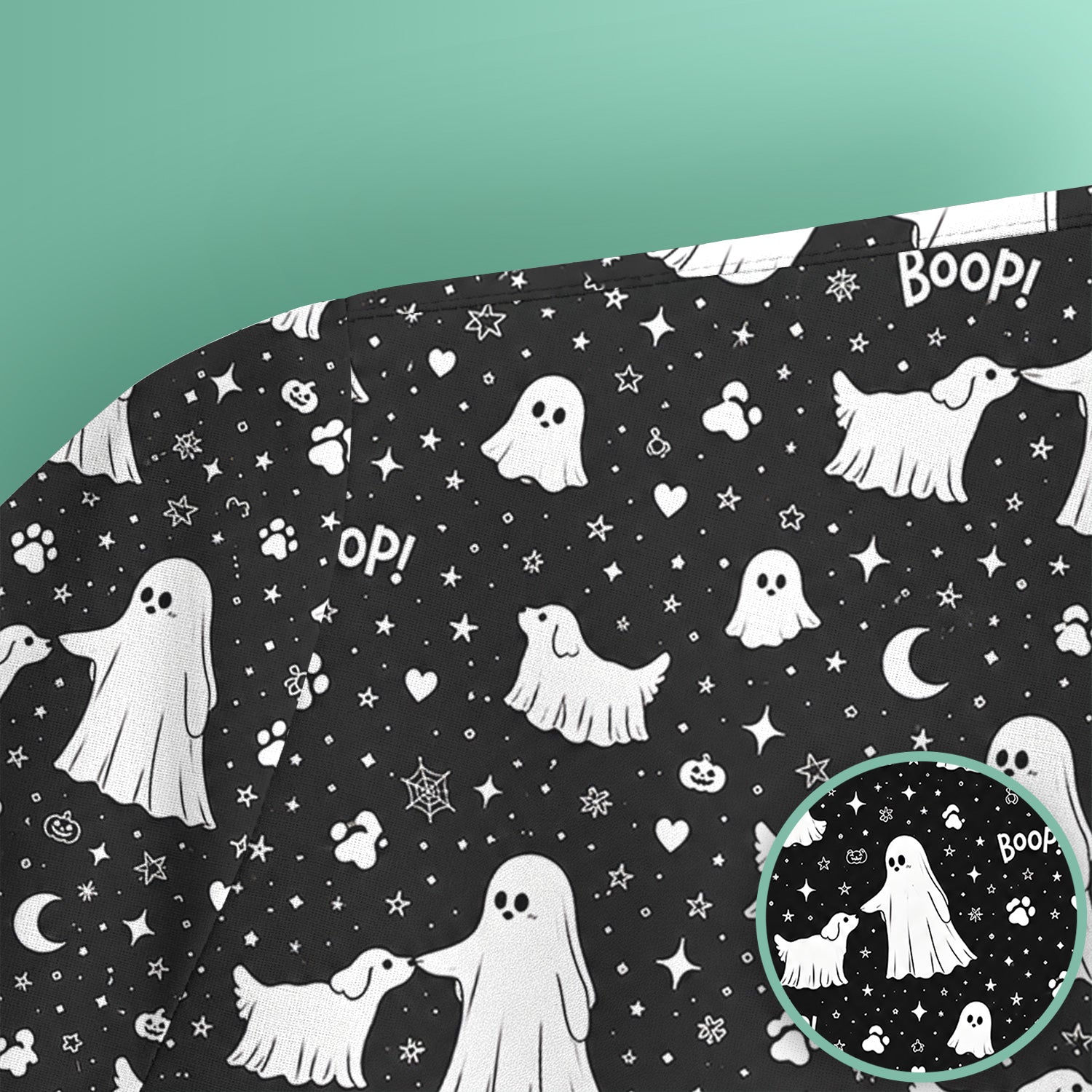 Halloween Ghost Boop Dog Pattern Scrub Top, Comfortable Scrubs for Nurses