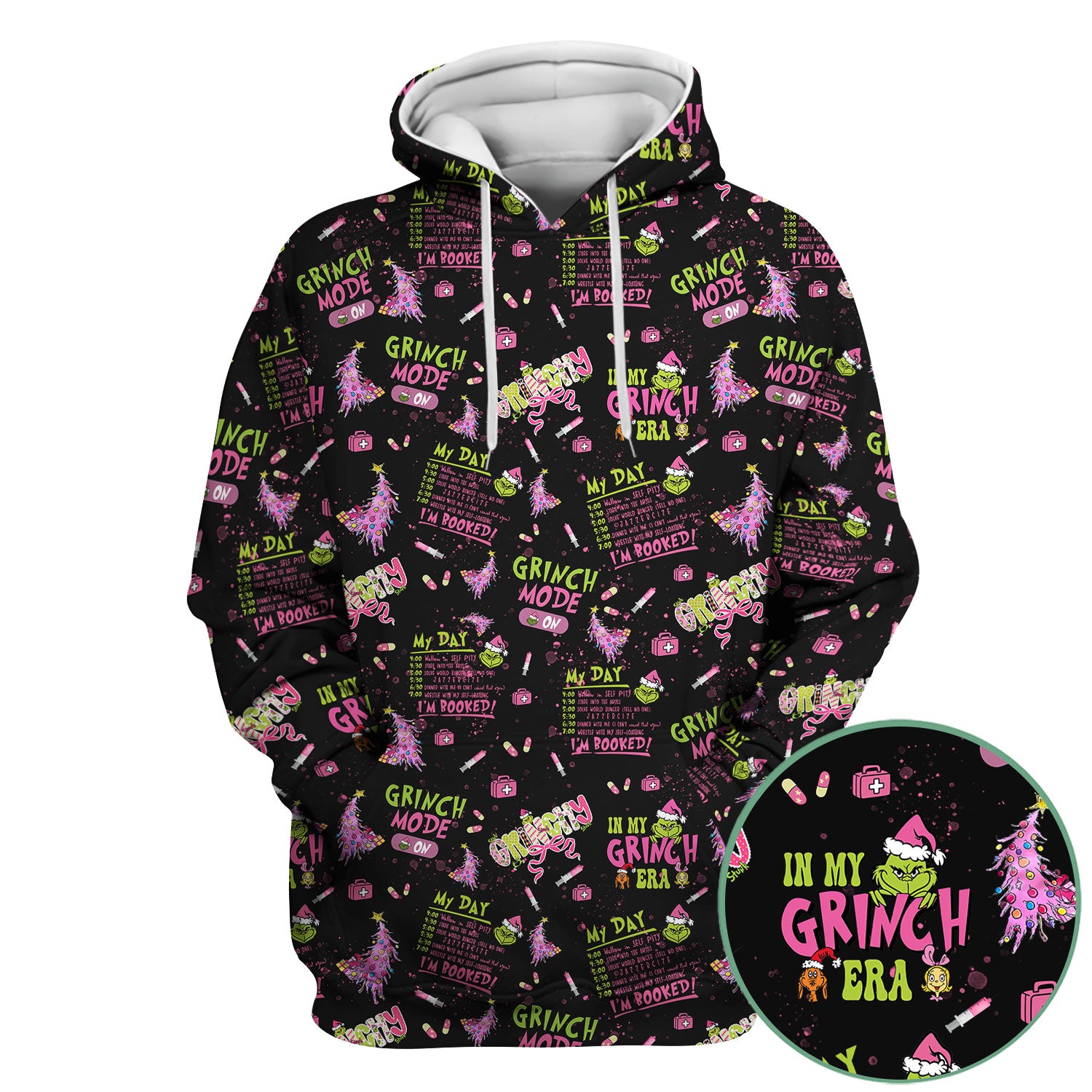 I’m Booked Funny Christmas Scrub for Women - Grinch Mode On Holiday Nurse Uniform Shirt - Grinchmas Gift for RN CNA LPN