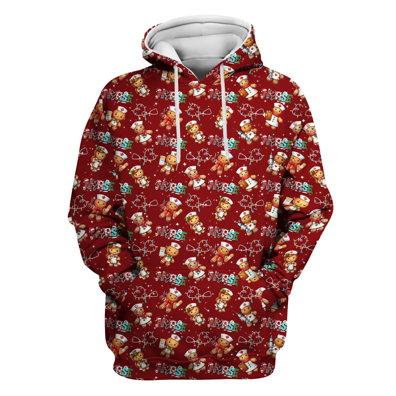Christmas Gingerbread Nurse Scrub Top - Cute Holiday Medical Uniform for Women - Gift for RN CNA LPN LVN EN