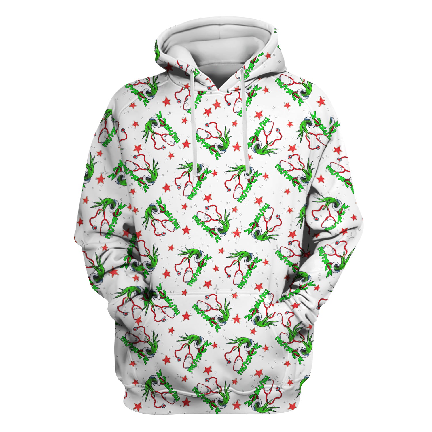 Grinch Nurse Scrub Top - Festive Holiday Uniform for Women - RN LPN CNA Nursing Gift
