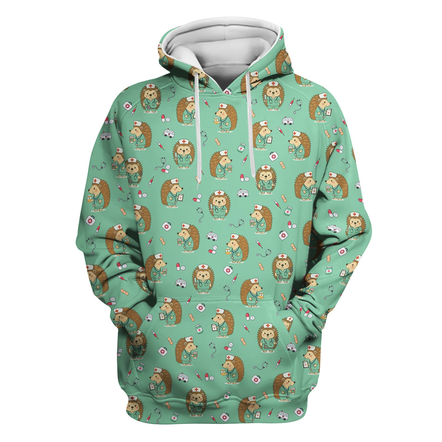 Funny Nurse Hedgehog T-Shirt - Cute Medical Icon Design - Gift for RN LPN CNA & Healthcare Workers