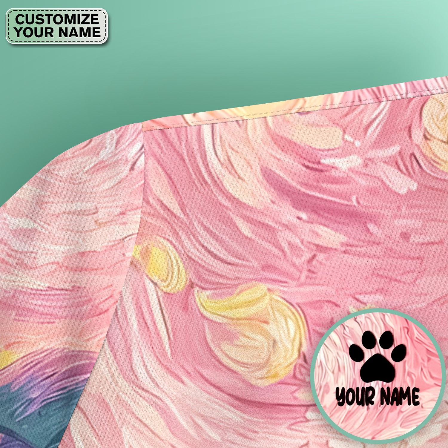 Personalized Cat Couple Sunset Swirl Sky Landscape Pattern Scrub Top, Comfortable Scrubs for Nurses
