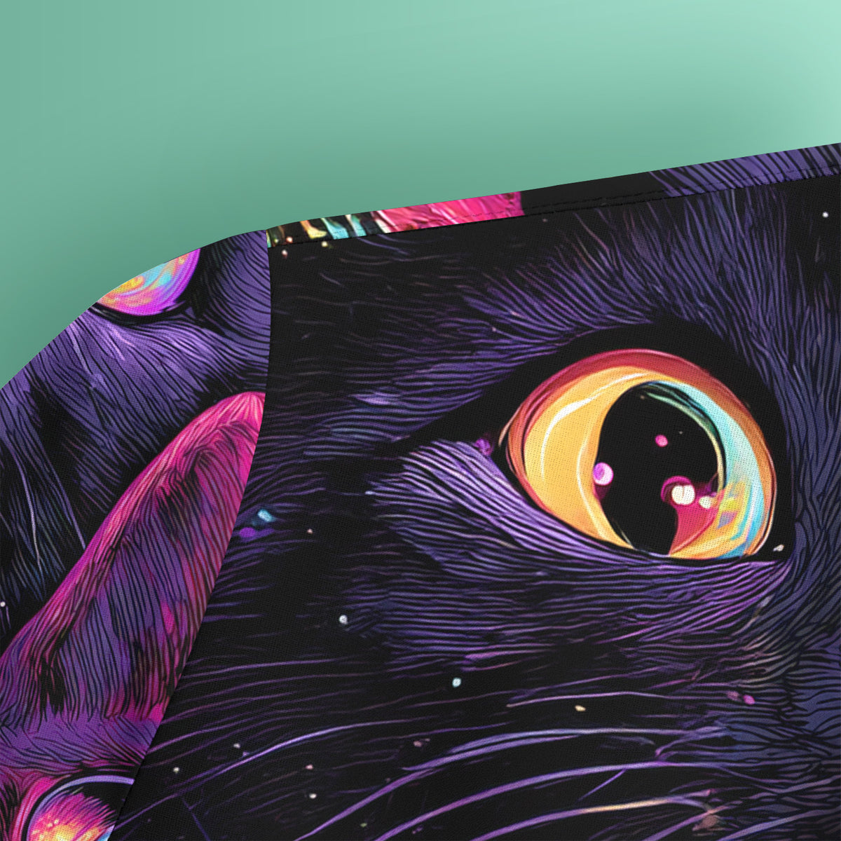 Buntes Kasack-Oberteil mit Neon-Katzengesichtern, bequeme Berufskleidung für Pflegekräfte