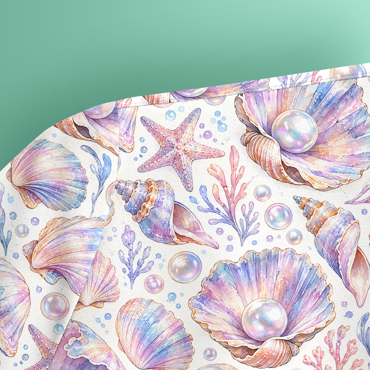 Pastel Seashell And Pearl Pattern Scrub Top, Comfortable Scrubs for Nurses