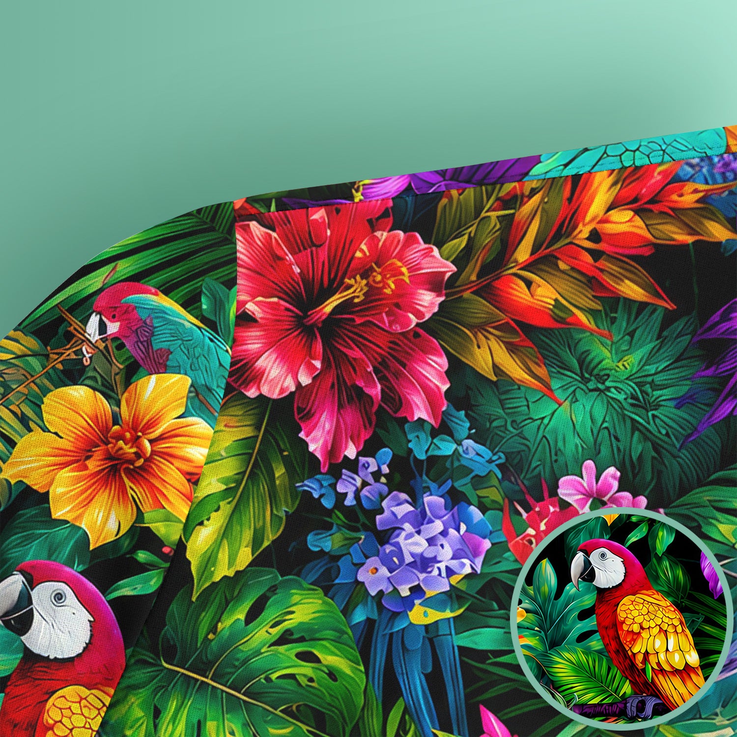 Tropical Parrot Jungle Blossom Pattern Scrub Top, Comfortable Scrubs for Nurses