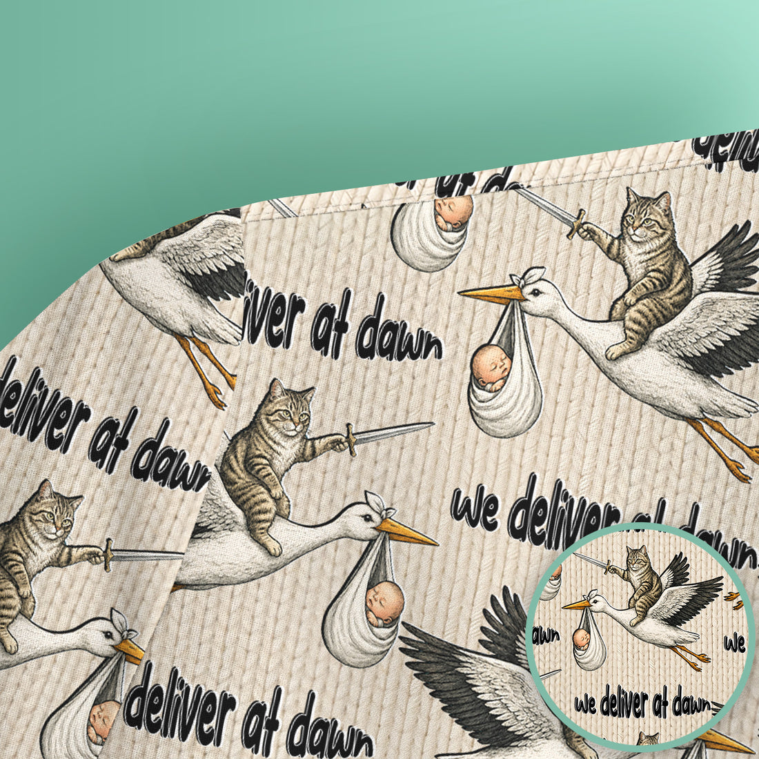 Funny Stork Cat Delivery Pattern Scrub Top, Comfortable Scrubs for Nurses
