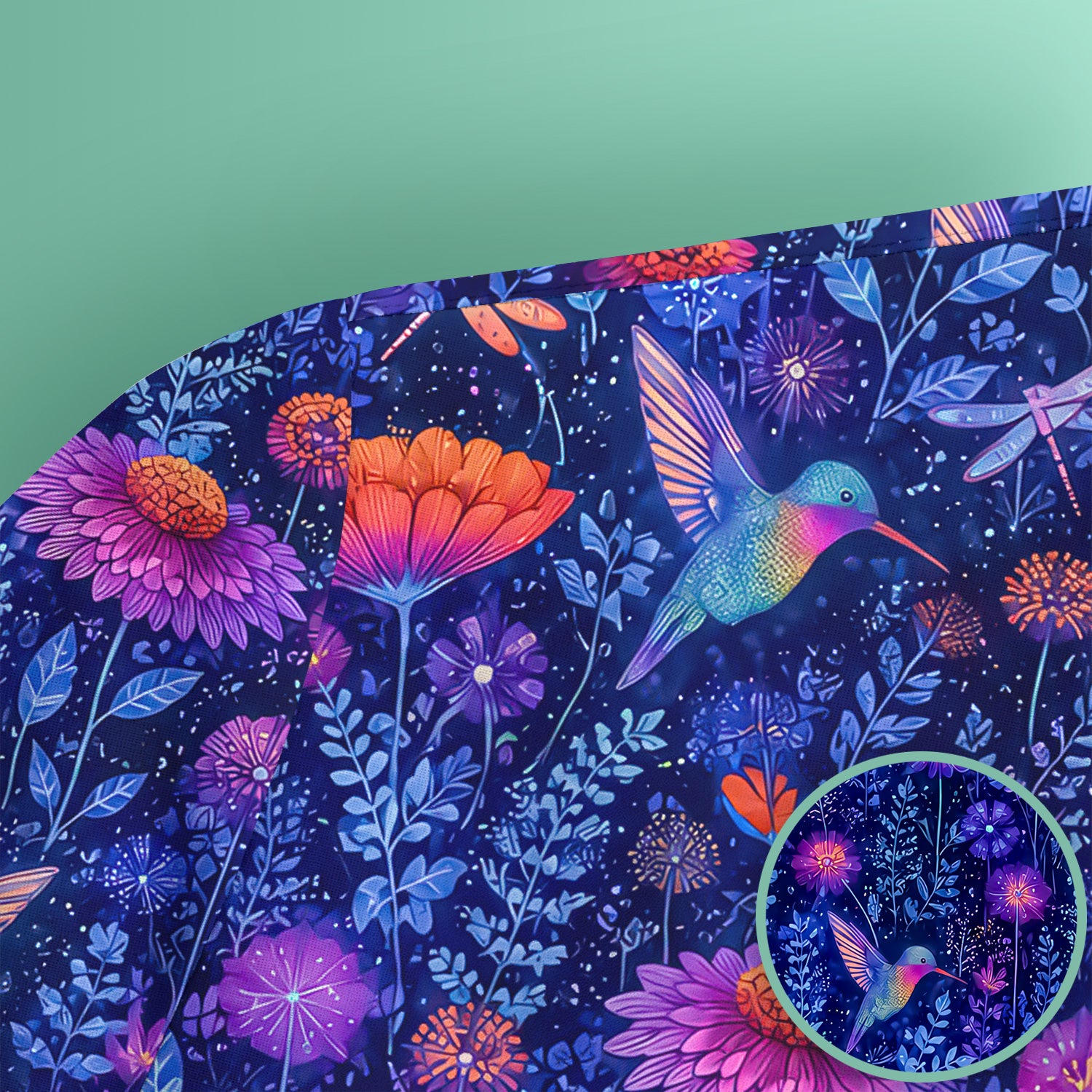 Enchanted Hummingbird Wildflower Garden Pattern Scrub Top, Comfortable Scrubs for Nurses
