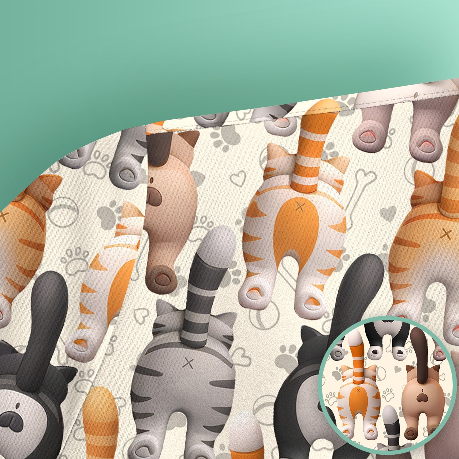 Funny Cat Butt Paw Print Pattern Scrub Top, Comfortable Scrubs for Nurses