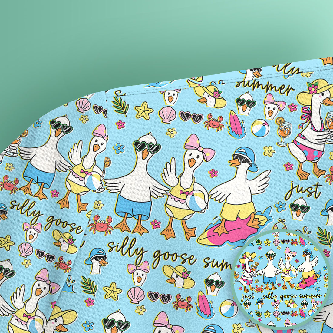 Silly Goose Summer Pattern Scrub Top, Breathable Fabrics Nursing Uniform