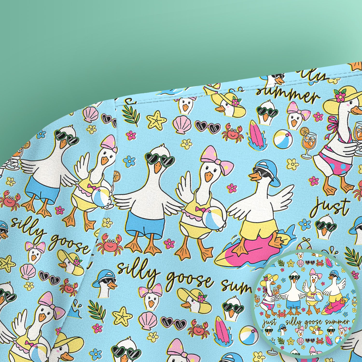 Silly Goose Summer Pattern Scrub Top, Breathable Fabrics Nursing Uniform