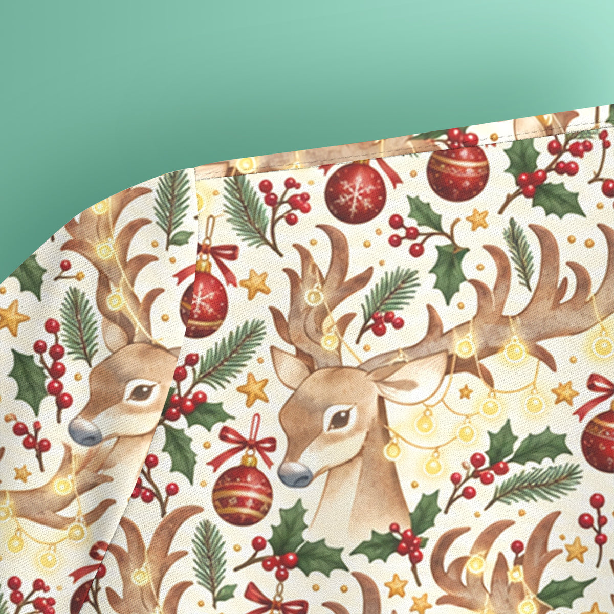 Christmas Reindeer And Holly Scrub Top, Comfortable Scrubs for Nurses