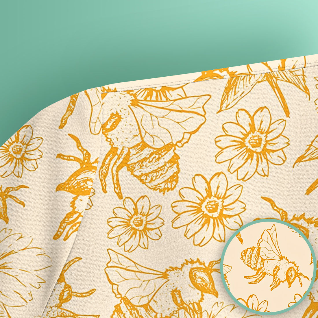Cute Honey Bee Flower Sketch Pattern Scrub Top, Comfortable Scrubs for Nurses