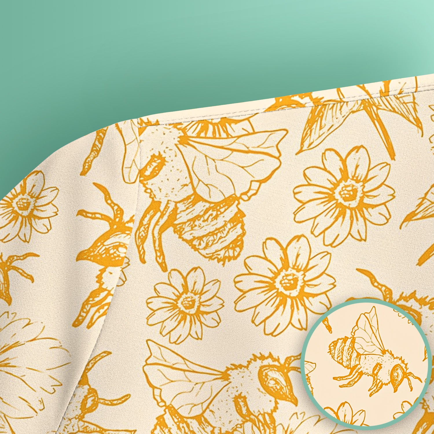 Cute Honey Bee Flower Sketch Pattern Scrub Top, Comfortable Scrubs for Nurses
