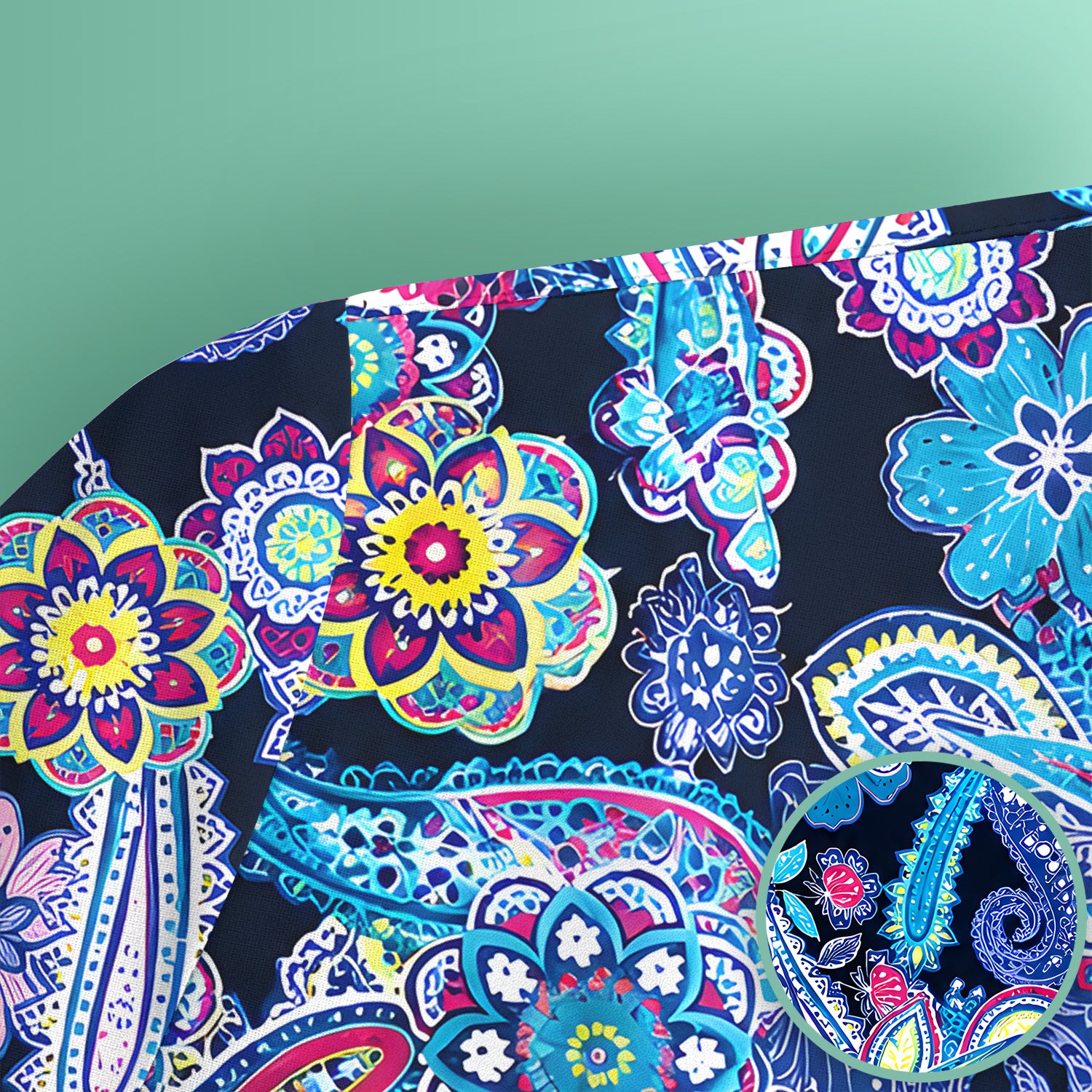 Vibrant Paisley Floral Nurse Scrub Top for RN, CNA, Healthcare Workers, Boho Uniform