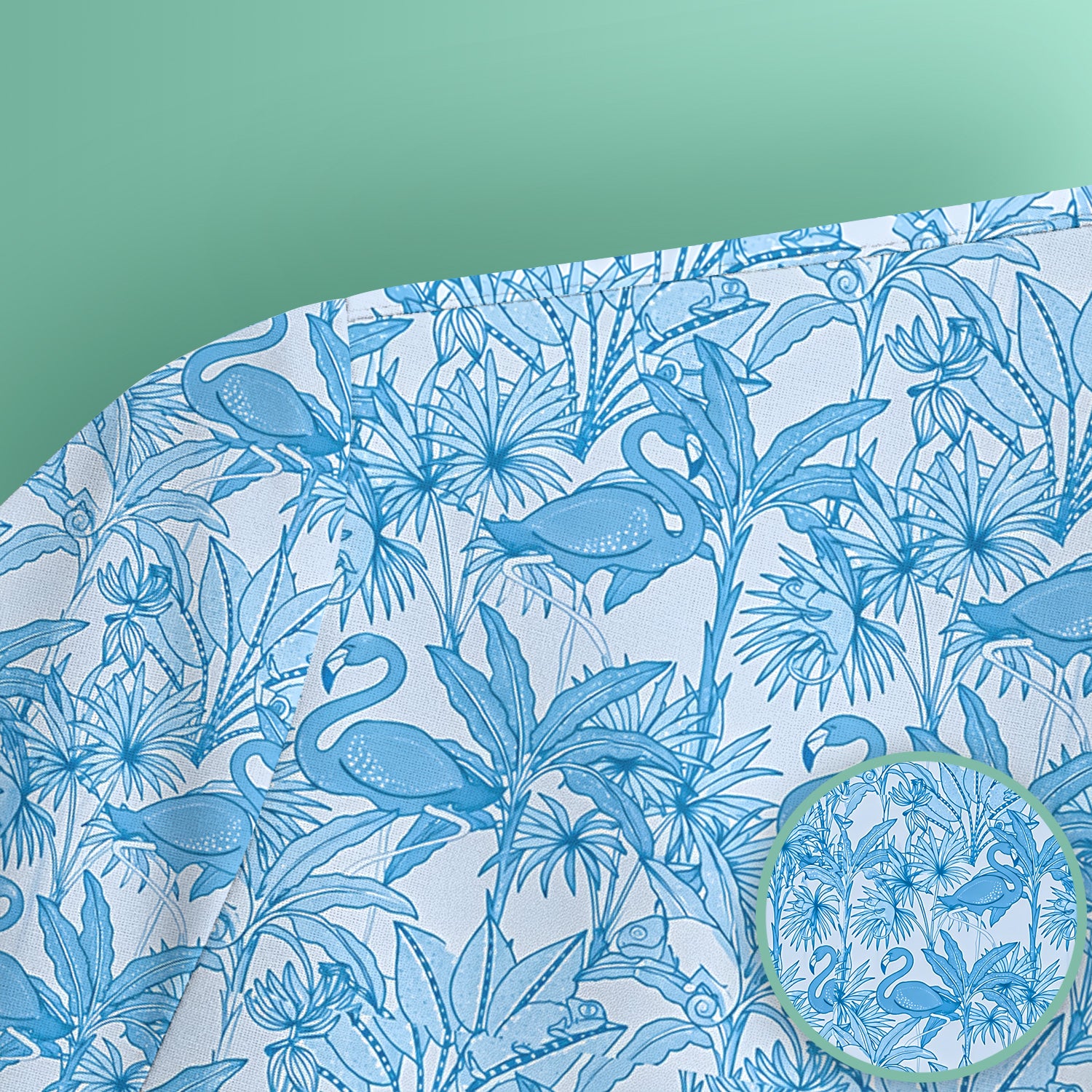 Tropical Flamingo Palm Leaves Pattern Scrub Top, Comfortable Scrubs for Nurses