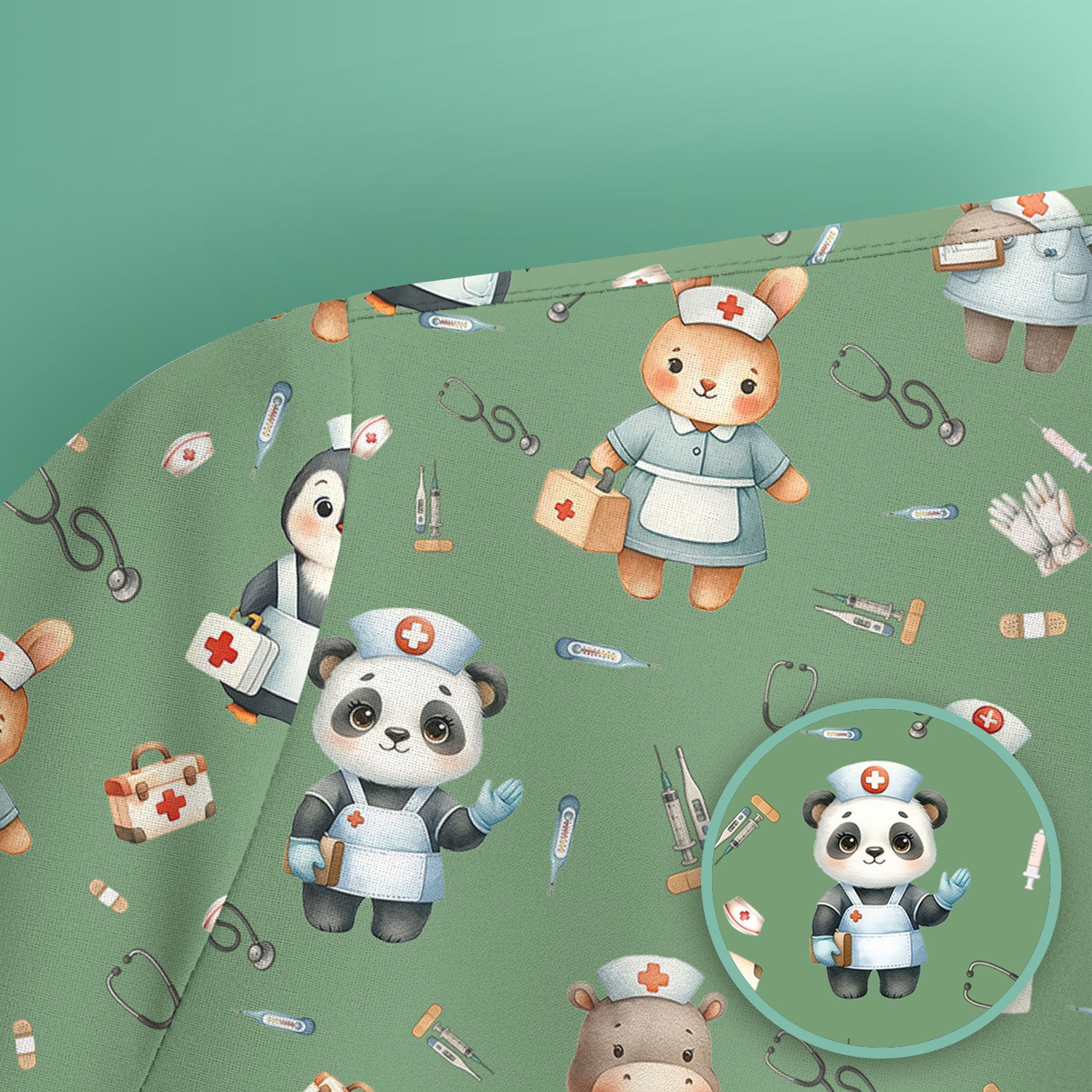 Cute Animal Scrub Top for Women - Funny Panda Rabbit Penguin Shirt - Breathable Med Uniform - Comfortable Scrubs for Nurses