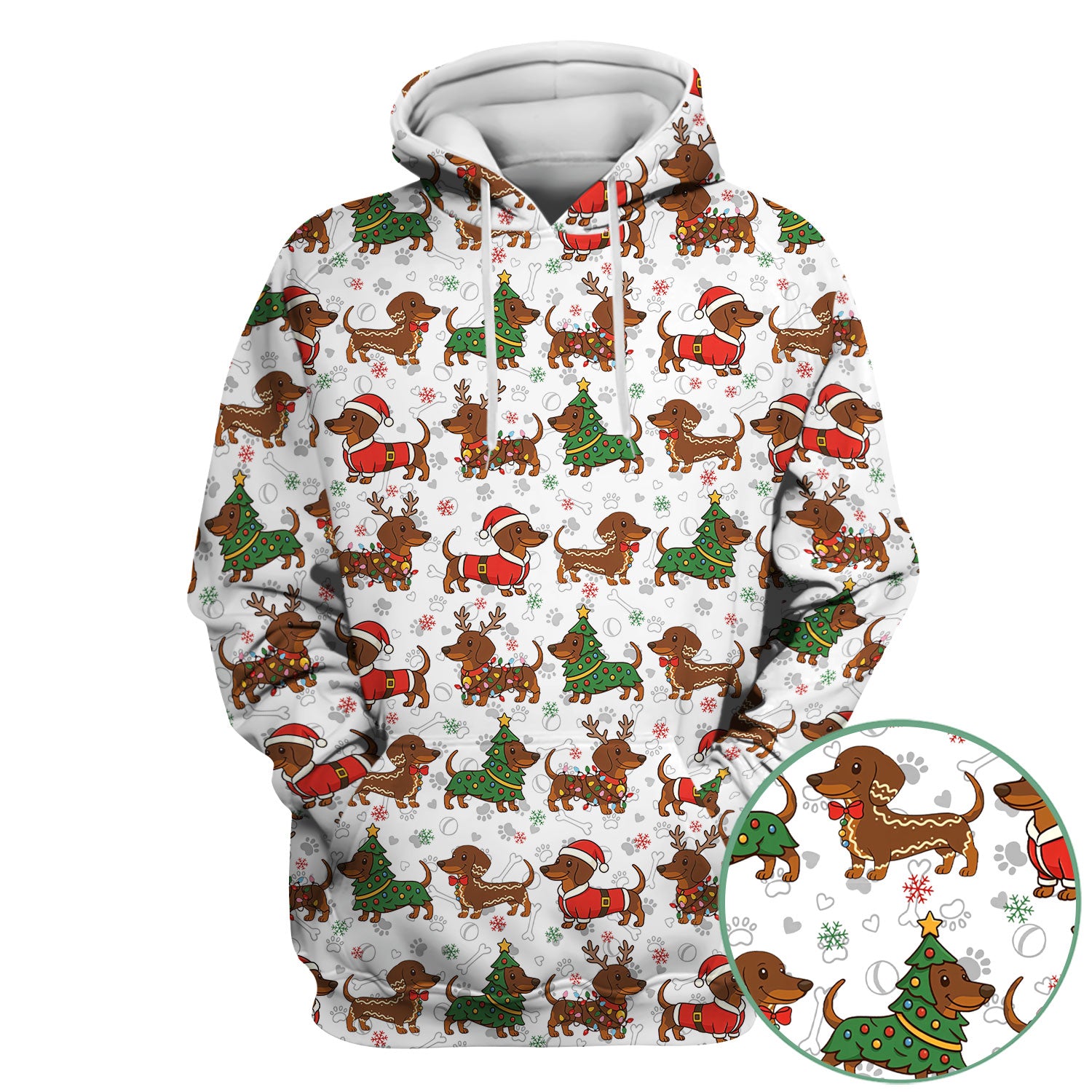 Holiday Dachshund Christmas Scrub Top - Funny Wiener Sausage Dog Nurse Shirt - Adorable Dog Lover Gift for RN CNA LPN