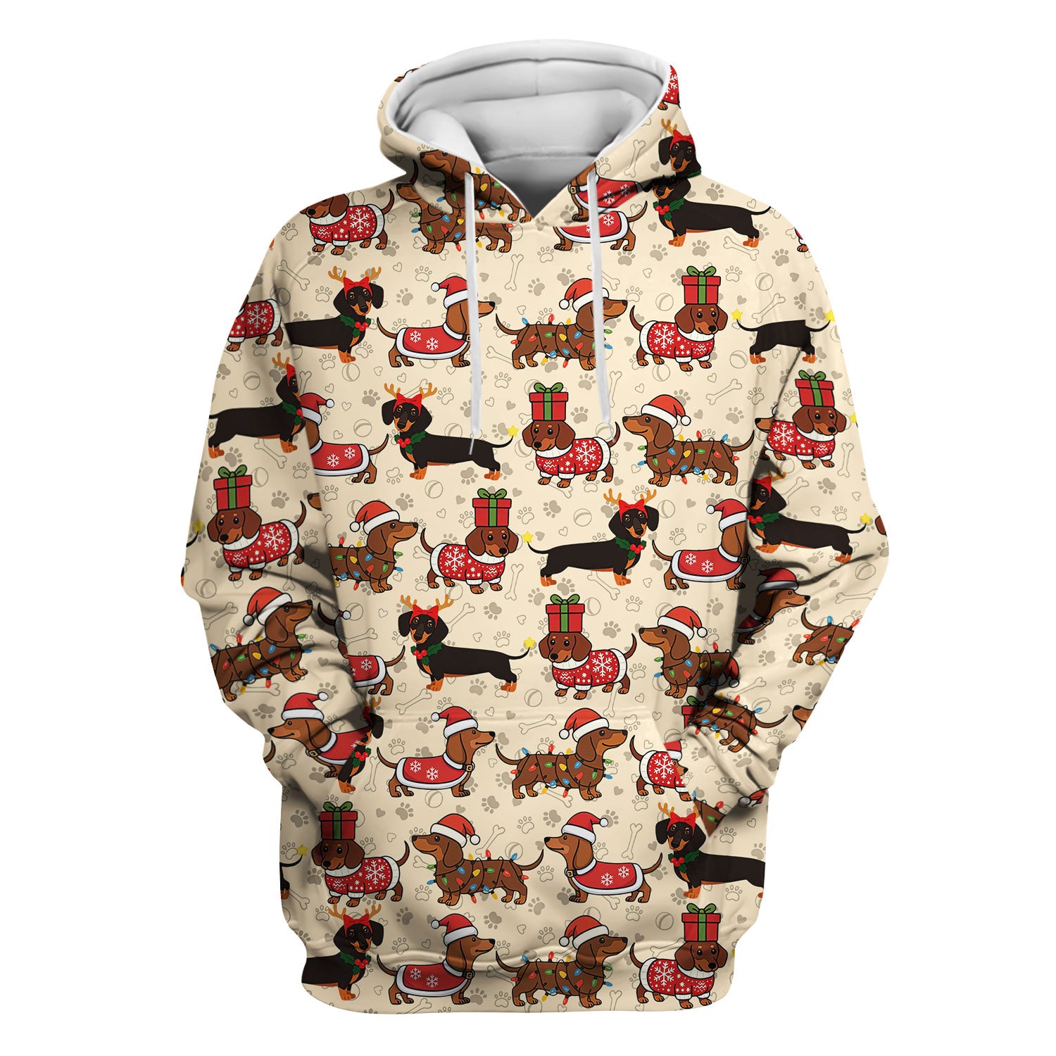 Christmas Dachshund T-Shirt Multi Color - Cute Sausage Dog Wearing Santa Outfit - Funny Holiday Wiener Dog Tee Gift for Dog Lovers