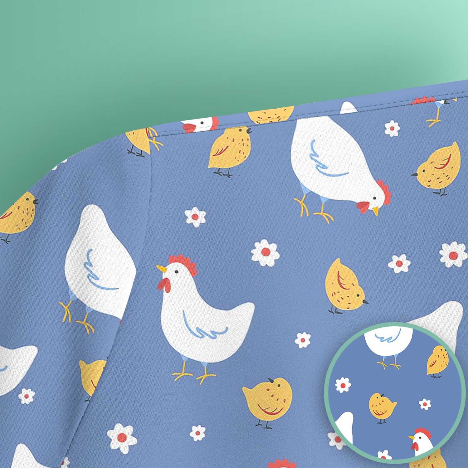 Chicken And Cute Chicks Pattern Scrubs Top, Comfortable Scrubs for Nurses