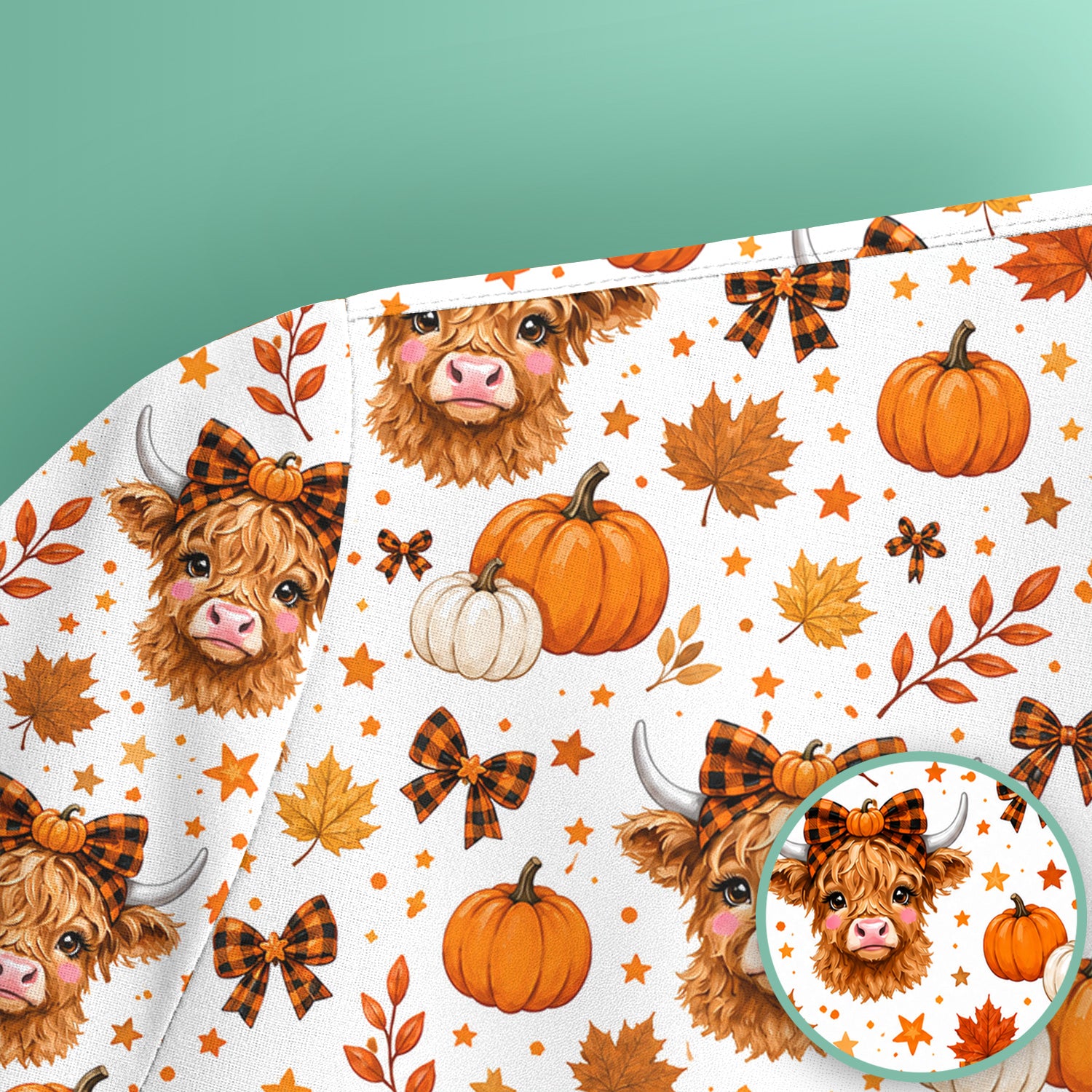 Cute Fall Highland Cow Scrub Top, Comfortable Scrubs for Nurses