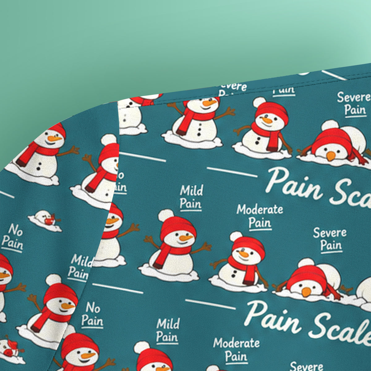 Funny Christmas Snowman Pain Scale Scrub Top, Comfortable Scrubs for Nurses