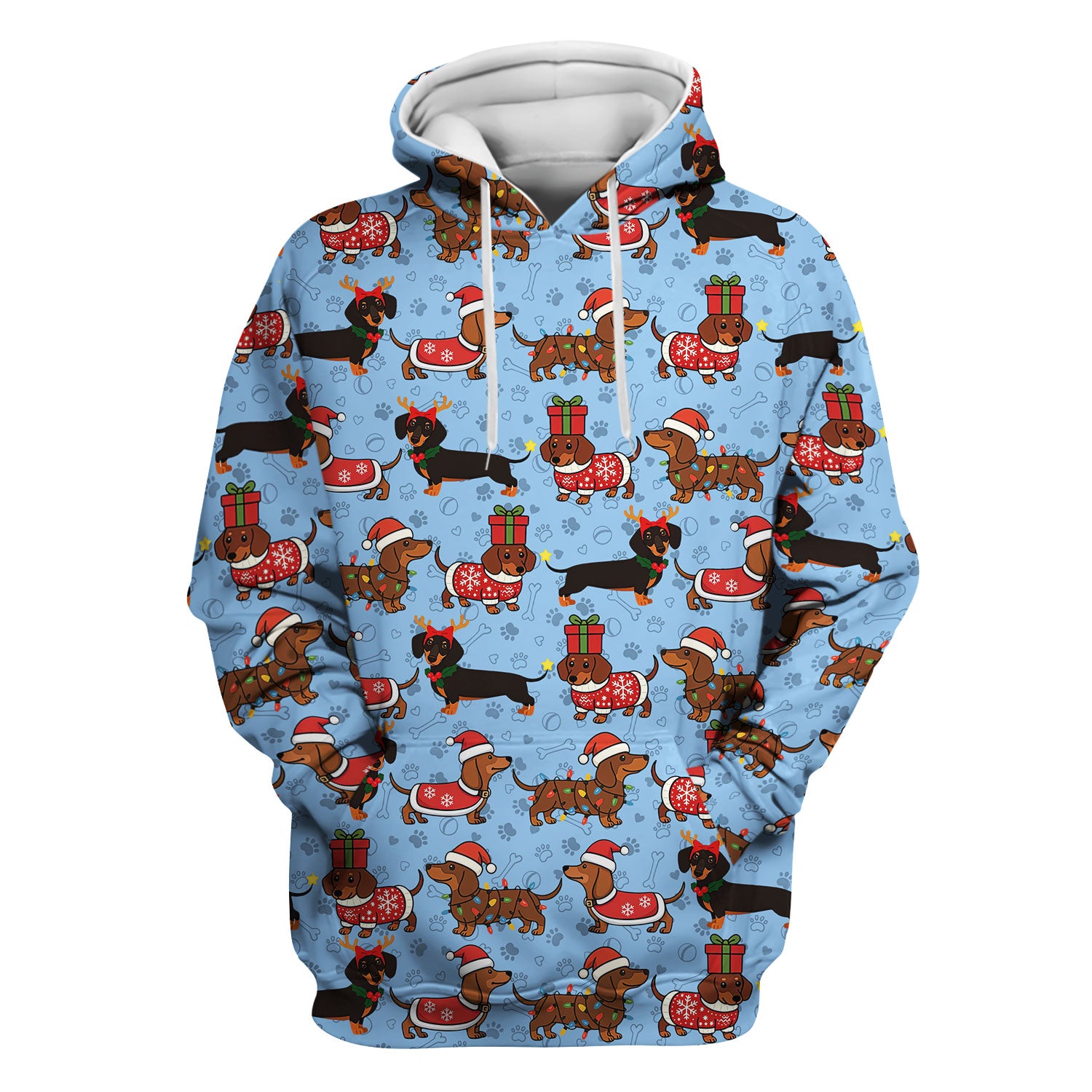 Christmas Dachshund T-Shirt Multi Color - Cute Sausage Dog Wearing Santa Outfit - Funny Holiday Wiener Dog Tee Gift for Dog Lovers