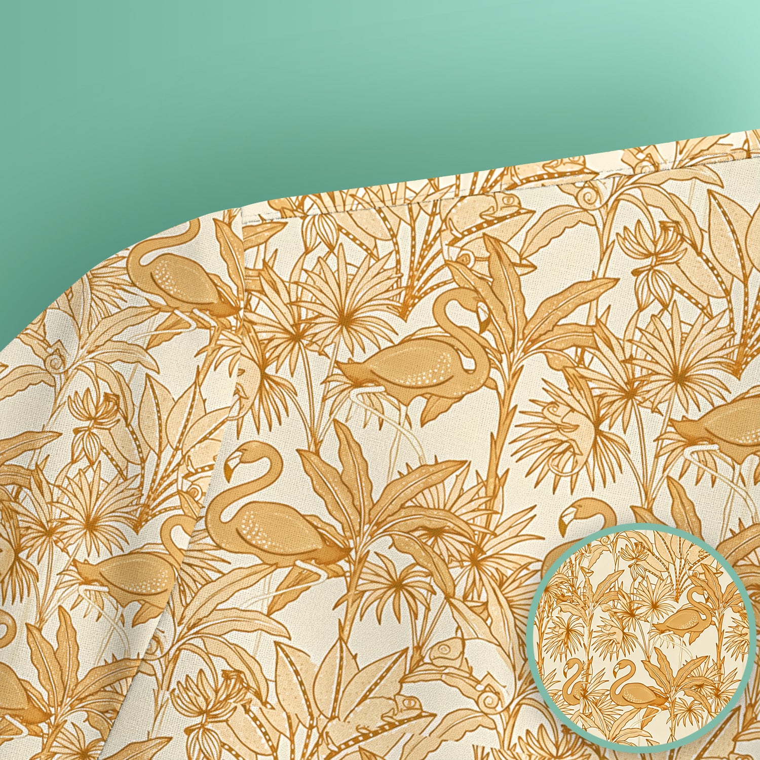 Tropical Flamingo Palm Leaves Pattern Scrub Top, Comfortable Scrubs for Nurses