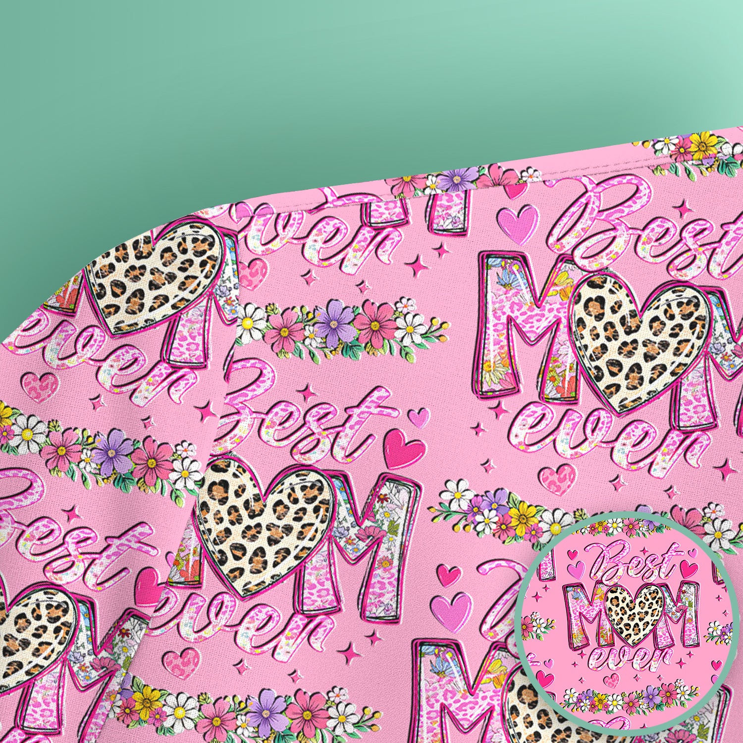 Best Mom Ever Leopard Heart Floral Pattern Scrub Top, Comfortable Scrubs for Nurses